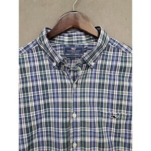 Vineyard Vines Men XL Slim Fit Tucker 100% Cotton Shirt Plaid Golf
